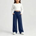 thumbnail image 4 of LIaqionyy Big Girls Sweatpants Kids Joggers Wide Leg Sweat Pants Elastic Waist Casual Pant with Pockets, 4 of 8