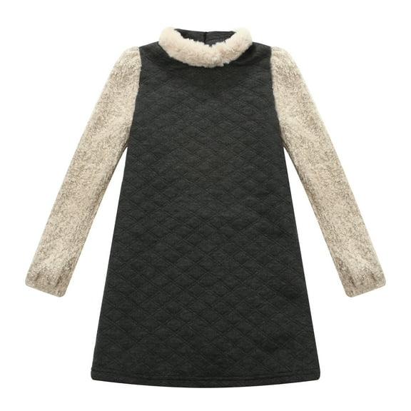 Richie House Girls' Dress with Contrasting Sleeve and Collar RH1200-B-2/3