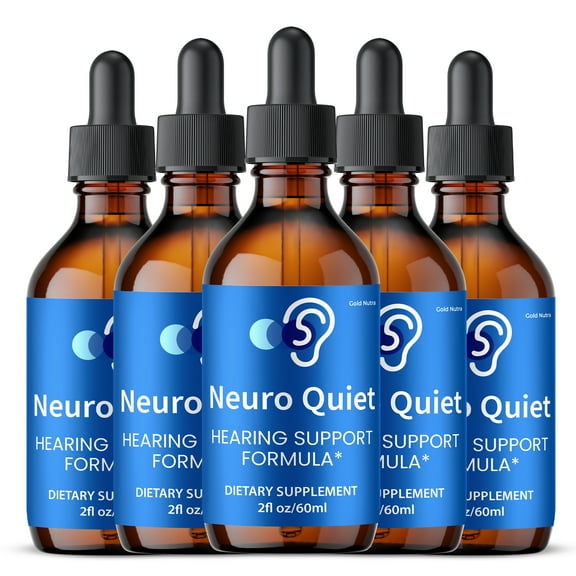 NeuroQuiet Liquid Supplement, Hearing and Ear Health, Neuro Quiet Drops, All Natural Formula 60 mL (5 Pack)