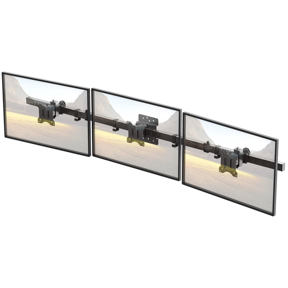 PUTORSEN Triple Monitor Wall-Mount for 17"-32" Screens - Adjustable Heavy Duty Three Wall Monitor Mount with Cable Management, Space-saving,Tilt, Swivel, Rotation, Max 15.4lbs per Screen, Black