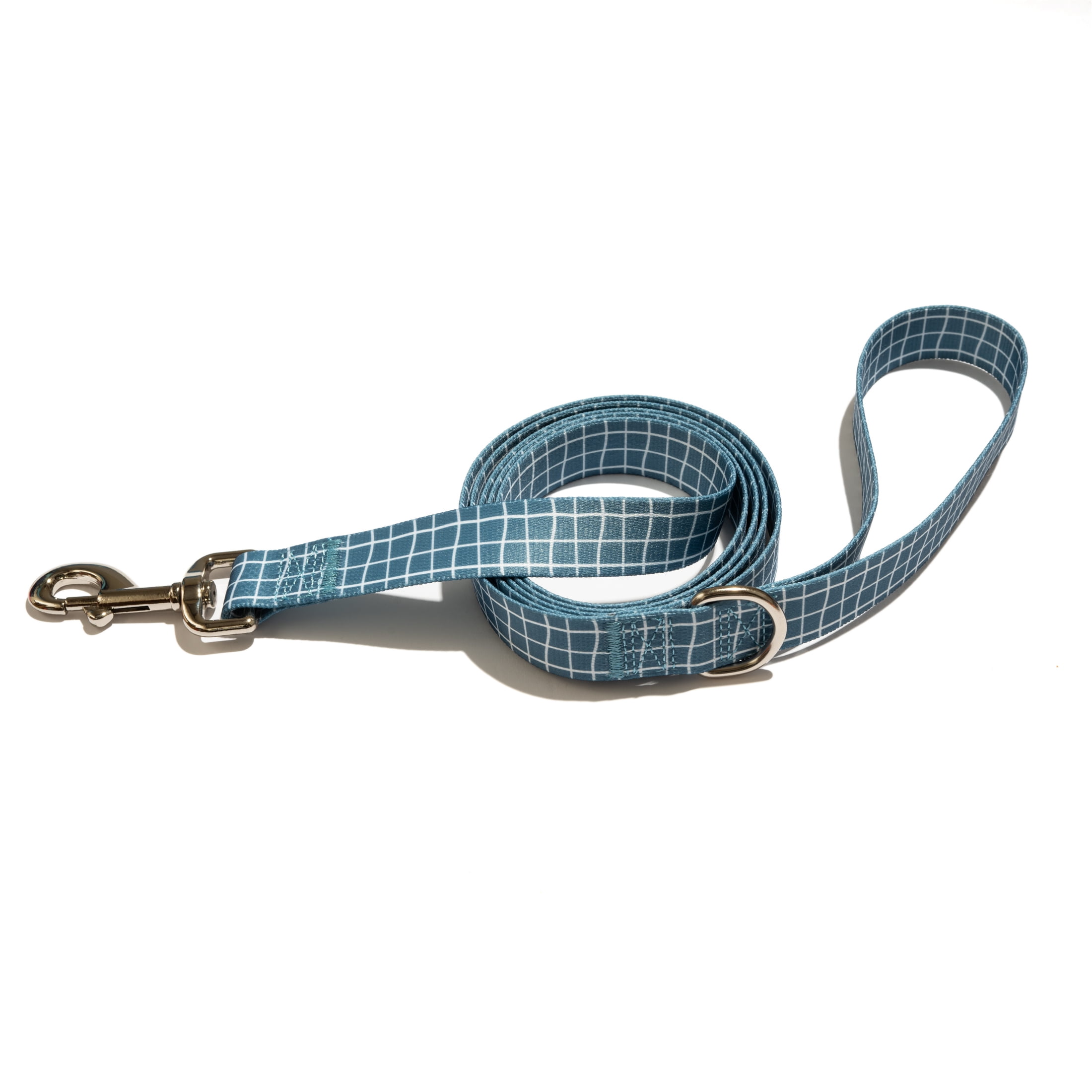 Vibrant Life Plaid Print Fashion Dog Collar with Metal Buckle and 6ft leash, Blue, Small