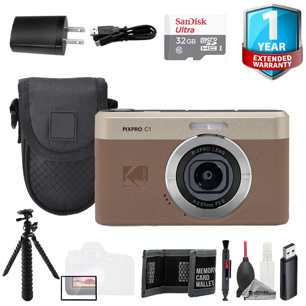 Kodak PIXPRO C1 Compact Digital Camera Black + 32GB + Tripod +