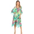thumbnail image 5 of Sakkas Kristy Long Tall Lightweight Caftan Dress / Cover Up With V-Neck Jewels - tlg228-green - One Size Regular, 5 of 5