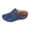 Blue, variant on Clogs for Women Closed Toe Suede Wedge Sandals Fashion Metal Chain Stitching Leather Slip on Slides Summer Fall Casual Footwear Khaki Size 7