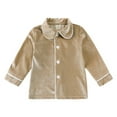thumbnail image 3 of GYRATEDREAM Toddler Baby Kids Velvet Pajamas Set Long Sleeve Button-Down Lapel Collar Top Pants Sleepwear PJs for Girls, 3 of 9