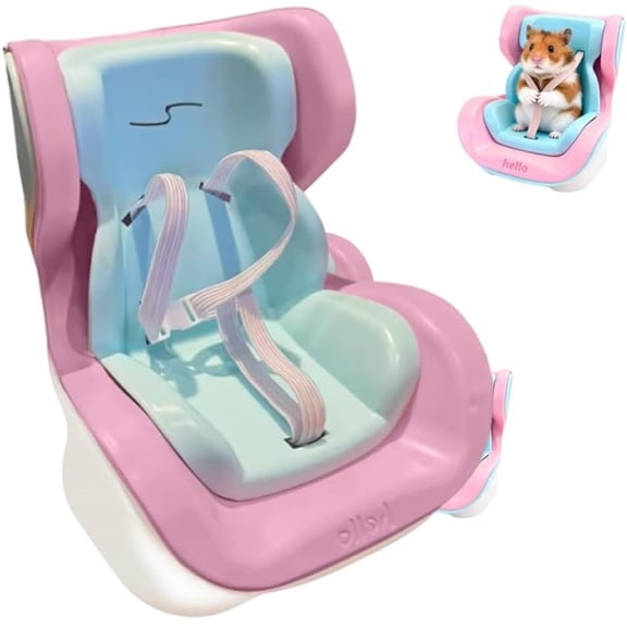 Hamster Car Seat, Road Trip Vehicle Pet Vent Clip Magnetic, Adjustable Leash Squirrel Booster Seats, Gerbils Feeding Sofa Carrier, Mini Doll Cars Seat Tray, Ornament for Mice Small Animals(Pink)DSF