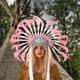 thumbnail image 4 of Tocado de plumas de jefe indio americano para disfraz de fiesta de cosplay Rosa, 4 of 7