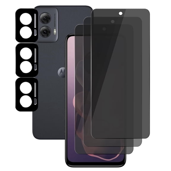 UZWZW 3 Pack Privacy Screen Protector for Motorola Moto G Power 5G 2024, Anti Spy Private Tempered Glass with Camera Lens Protector