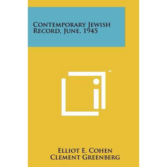 Contemporary Jewish Record, June, 1945 Paperback