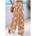 thumbnail image 5 of Women'S Wide Leg Palazzo Pants Boho Floral Trousers Flowy Beach Vacation Clothes Resort Wear Khaki XL, 5 of 9