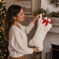 thumbnail image 6 of Pet Christmas Stocking Knit White Christmas Stocking for Dogs Bone Shape Dog Stocking fo Family Holiday Mantel Door Tree Fireplace Wall Window Christmas Decorations by MPOISVA, 6 of 9