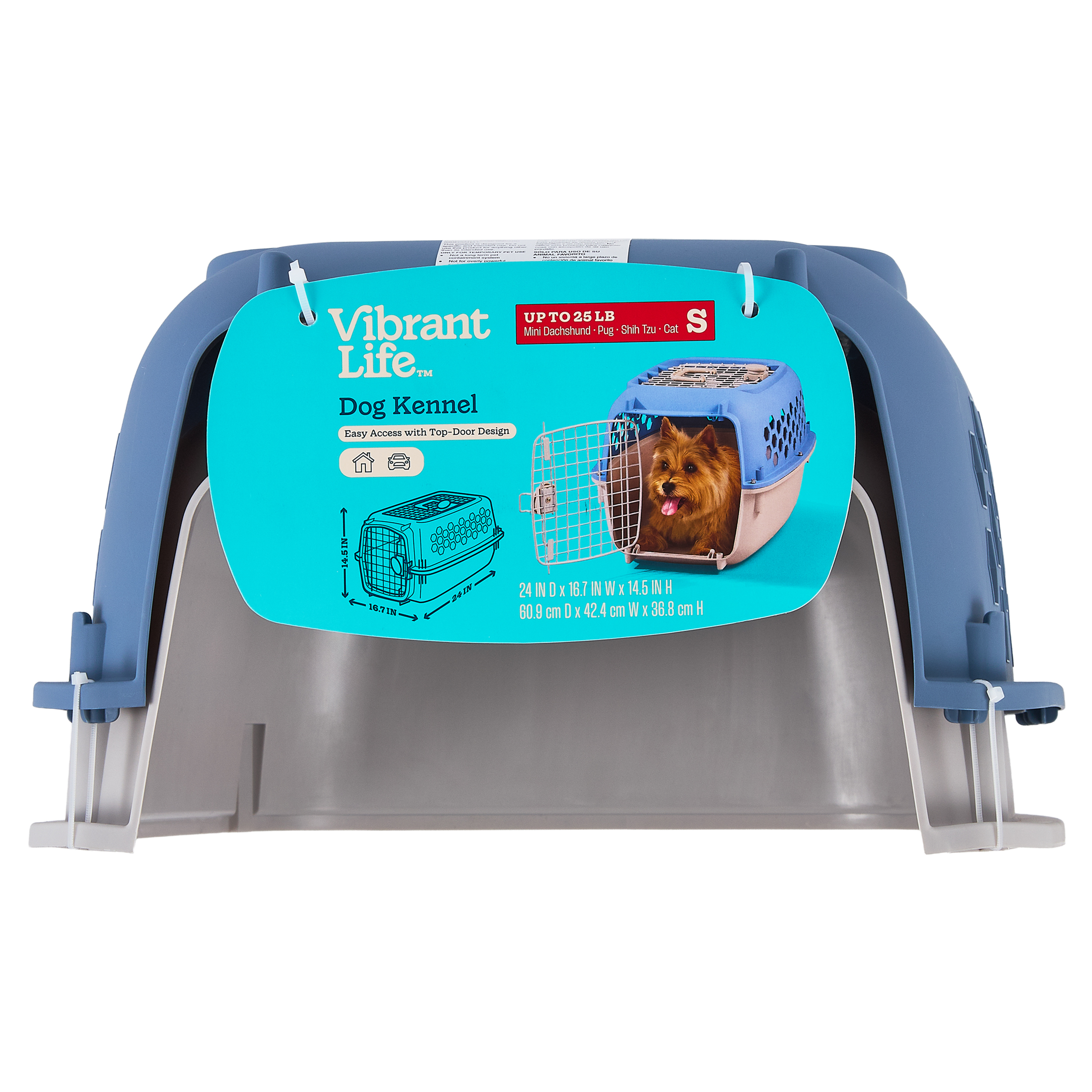 Vibrant Life Small 2-Door Dog Kennel, Blue photo 6