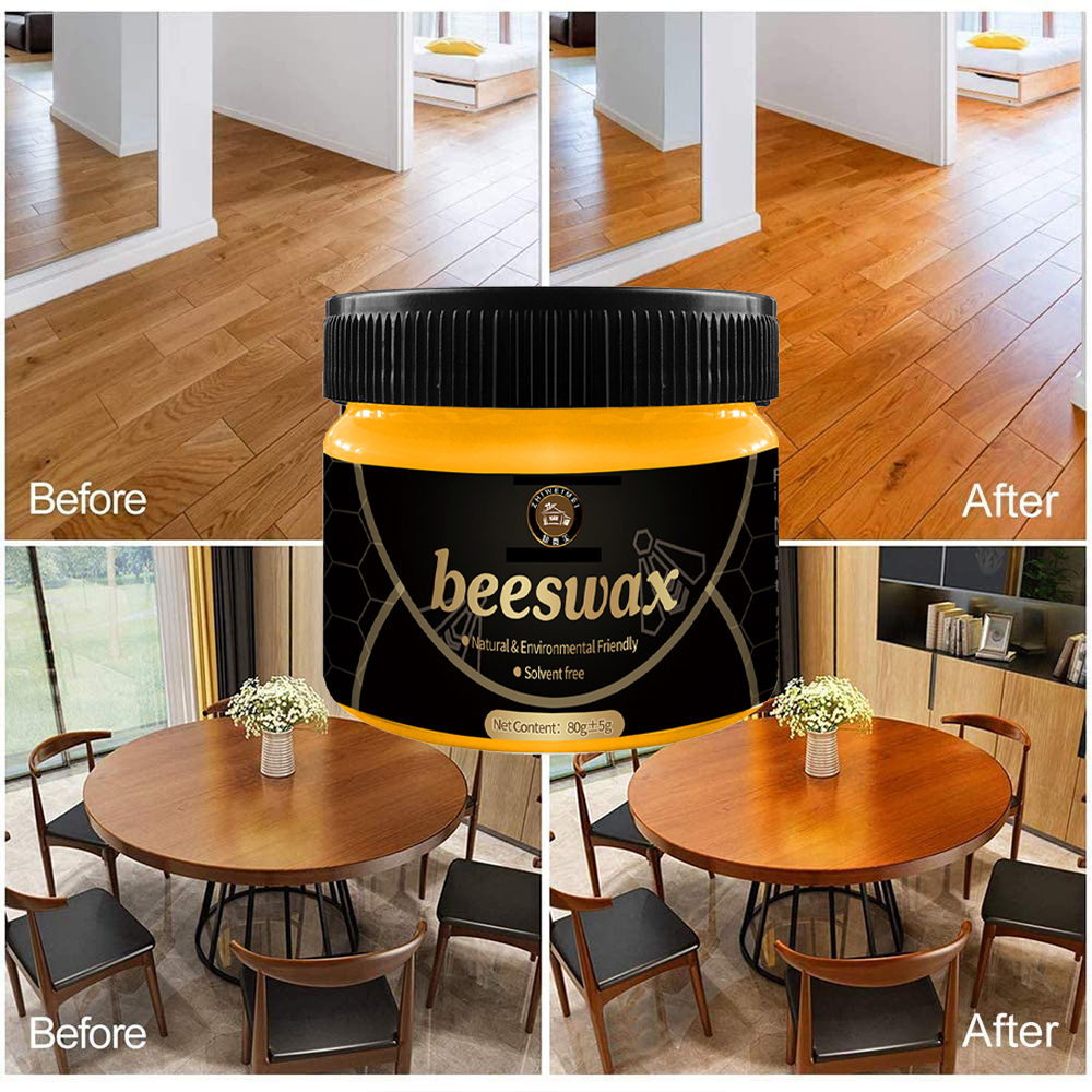 Natural Wood Seasoning Beeswax 80g / 2.7oz Furniture Polish Wax Ｗood  Cleaner Conditioner for Wood Doors, Tables, Chairs, Cabinets and Floors