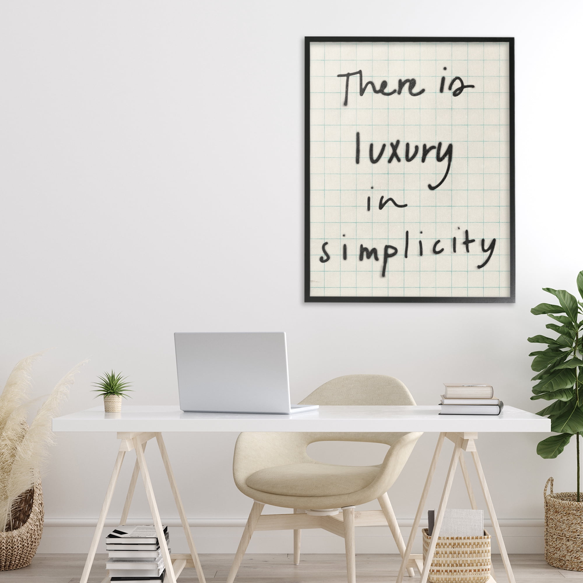 Stupell Industries Luxury In Simplicity Scrawl Black Framed Giclee Art, design by Victoria Barnes