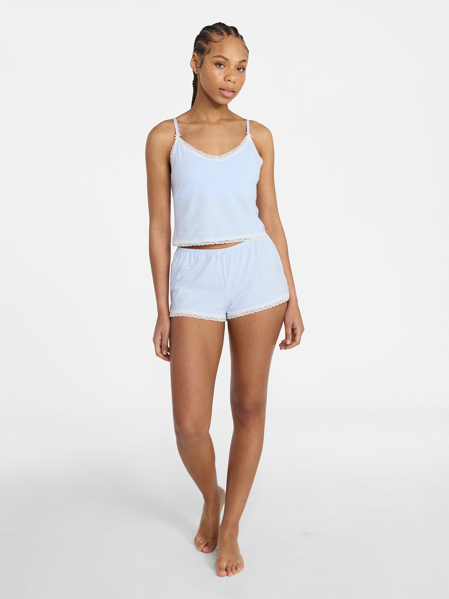 No Boundaries Lace Cami and Shorts Sleep Set, 2-Piece, Women's XXS-3X