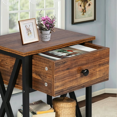 VECELO End Table NightStand Sofa Side Table with Drawer Storage Shelf