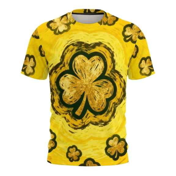 St Patricks Day Shirts for Men Clover Graphic T Shirt Round Neck Short Sleeve Blouse Novelty Funny Print T Shirts Summer Basic Tops
