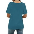 thumbnail image 5 of Yeaiivve Summer Short Sleeve T-Shirt for Women Pleated Front Loose Crew Neck Tops Lightweight Going Out Casual Tee Blouse Blue,L, 5 of 7