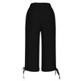 thumbnail image 5 of Uqiangy Linen Palazzo Trousers Women's Linen Wide Leg Capri Pants Waist Flowy Pants Linen Pants Women Plus Size High Waisted Drawstring Capris Linen Cropped Pants Women Boho Capris For Women L, 5 of 5