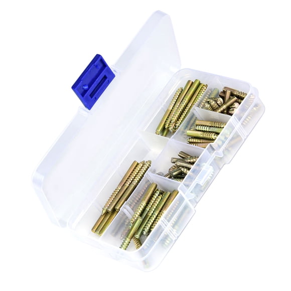Premium Iron Dowel Screws, 110pcs Zinc Plated Woodworking Connector Screw Set, Different Sizes for Furniture Assembly, Convenient Carry and Storage