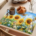 thumbnail image 3 of Yellow Sunflower Placemats Set of 8 Spring Floral Leaves Butterfly Pastoral Place Mats Indoor Wipeable Table Mats Washable Cloth Dining Table Placemats for Kitchen Holiday Party Home Decor 13x19 Inch, 3 of 9