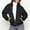 *Black, variant on Womens Long Sleeve Baseball Jacket,Warm Windproof Zipped Jacket, Stand Collar Loose Coat Tops Black,Womens Plus M