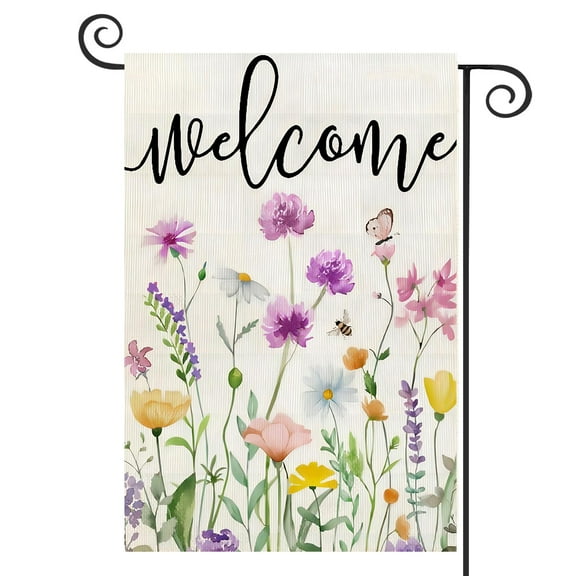 DMERBYL Spring Garden Flag Floral 12x18 Inch Double Sided for Outside Welcome Burlap Small Yard Holiday Decoration