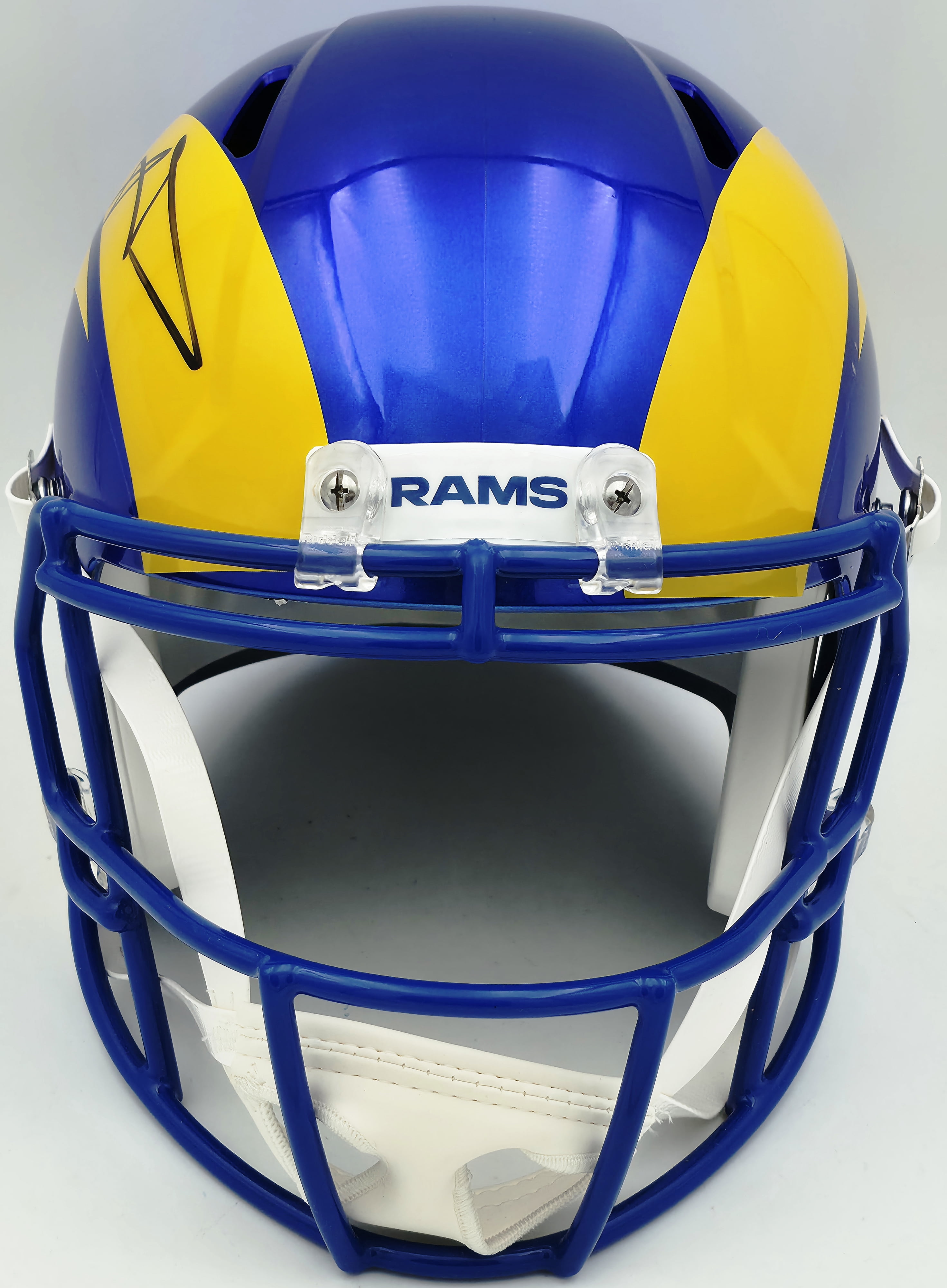 Aaron Donald Autographed Los Angeles Rams 2020 Alternate Blue Full Size Speed Replica Helmet Beckett BAS Witness Stock #261454