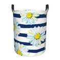 thumbnail image 1 of Balery Daisy Striped Nautical Cesta de ropa redonda con asas, impermeable, independiente, para ropa, juguetes, dormitorio y familia-Small, 1 of 6