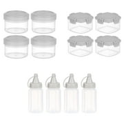 3SET (4Pcs/set）Transparent Easy Clean Portable Bento Seasoning Boxes Squeeze Sauce Bottle Mini Spices Jar Barbecue Picnic Accessories