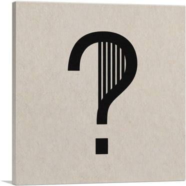ARTCANVAS Beige Black Line Alphabet Question Mark Symbol Canvas Art Print - Size: 18" x 18" (0.75" Deep)