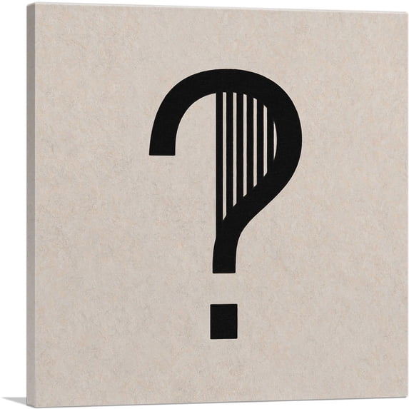 ARTCANVAS Beige Black Line Alphabet Question Mark Symbol Canvas Art Print - Size: 26" x 26" (1.50" Deep)