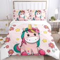 thumbnail image 4 of Funda nórdica 200 x 200 cm Juego de cama Queen con funda nórdica Unicornio Juego de cama doble de microfibra con 2 fundas de almohada, 4 of 5
