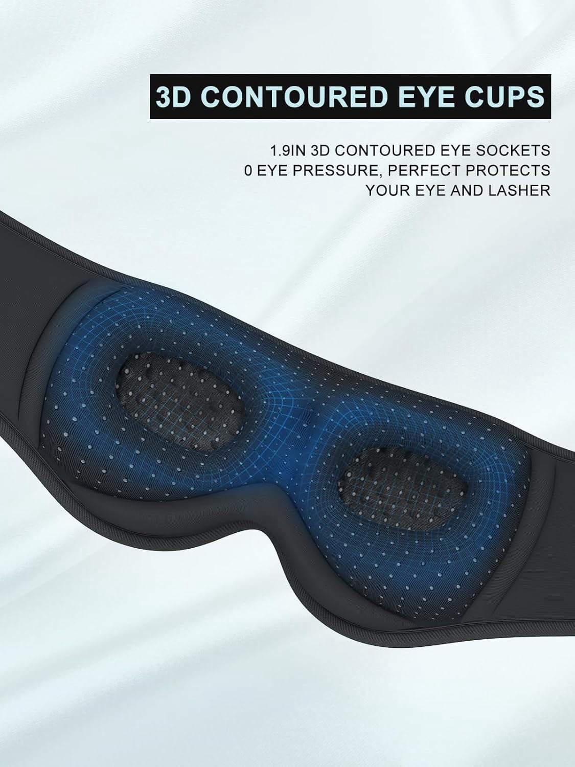 3D Sleep Mask with Bluetooth Headphones, Sleeping Headphones for Side Sleepers, Adjustable Sleeping Mask with Stereo Speaker for Travel Meditation Gift
