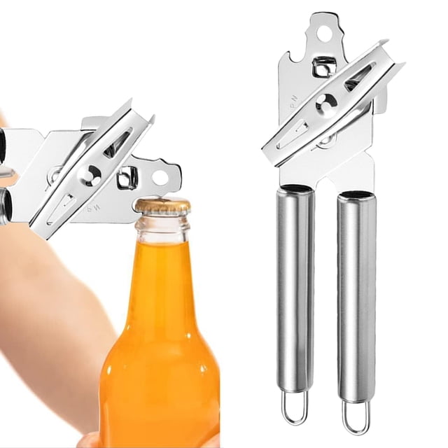 Stainless Can Opener Manual With Soft Grip Handles Easy Turn Hand Can Openers For Seniors With Smooth Edge Lid Remover Black