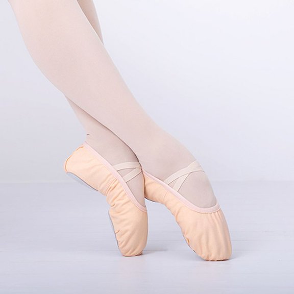 Girls Ballet Shoes for Woman Ballerina Shoes Ballet Flats Women Canvas Soft Sole Dance Slippers Children Practise Dance Shoes (Flesh,35 (21.5cm))
