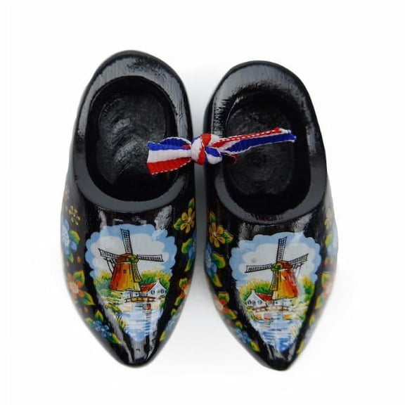 Oktoberfest Haus Dutch Wooden Shoes Deluxe Black Decorative Clogs for Home Decor