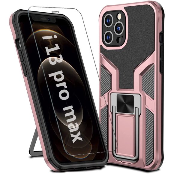 iPhone 13 Pro Max Case, Designed for iPhone 13 Promax Phone Cases with Magnetic Grip Ring Holder, Stand Kickstand Heavy