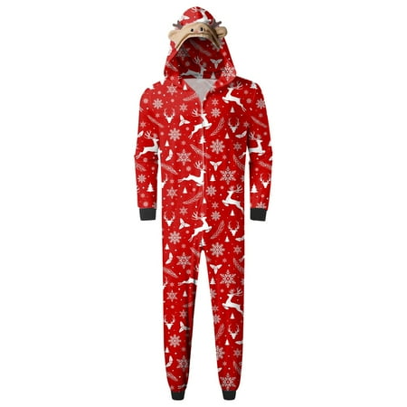 

Daddy Jumpsuit For Christmas Family Pajamas Cute Big Headed Deer Print Plaid Long Sleeve Romper Soft Casusal Holiday Sleepwear Red S