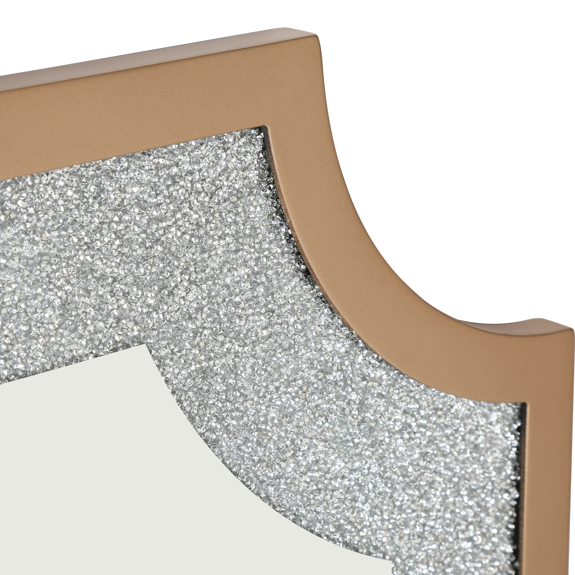 LNC 33.9"x47" Rectangular Gold Bathroom Wall Mirror with Rhinestone Inlay and MDF Frame