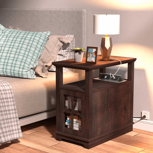 FAGAGA Accent End Side Table with Charging Station and Storage