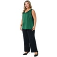 thumbnail image 3 of DARING DIVA Women's Plus Silk Satin Tank Top V Neck Cami Blouse 4X Dark Green, 3 of 6