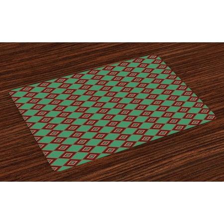

Ethnic Placemats Set of 4 Colorful Rhombuses with Ornamental Chevron Pattern Knitting Effect Tribal Design Washable Fabric Place Mats for Dining Room Kitchen Table Decor Multicolor by Ambesonne
