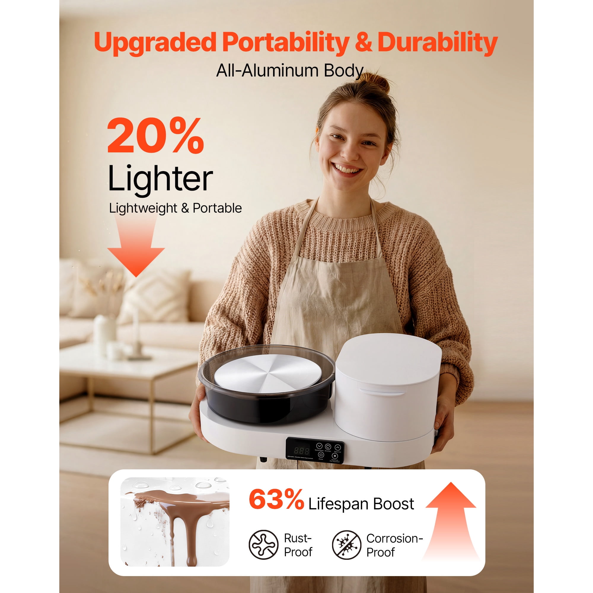 KFFKFF Electric Pottery Wheel for Adults, 11" Aluminum Turntable, 450W Tabletop Clay Wheel with Foot Pedal, Adjustable Speed 30-300 RPM, Durable Aluminum Body, Ideal for Beginners