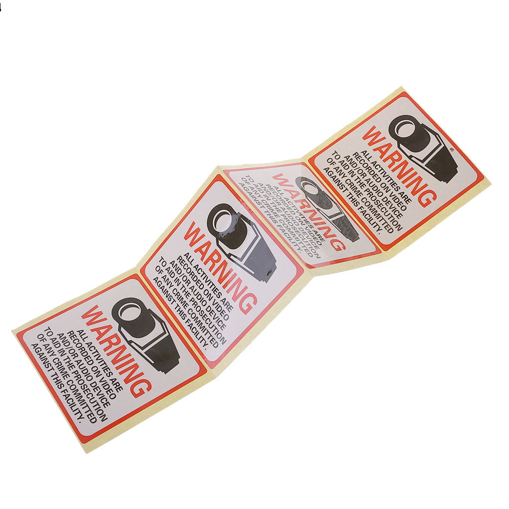 Details about   8PCS Warning Stickers SECURITY CAMERA IN USE Self-adhensive Safety Label Signs 