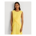 thumbnail image 3 of RALPH LAUREN Womens Yellow Zippered Twist Front Sleeveless Round Neck Knee Length Party Fit + Flare Dress 0, 3 of 4