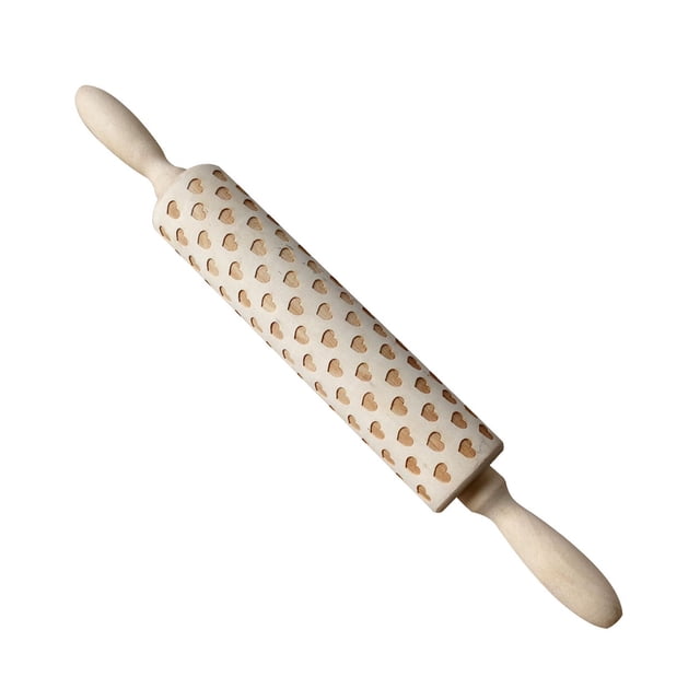 QIPOPIQ Wooden Rolling Pin for Baking, Pizza Roller Spikes Wooden Roller Pizza Roller Baking Rolling Pin, Dough Roller Wood, Rotating Centre Dough Roller with Handles for All Baking Needs