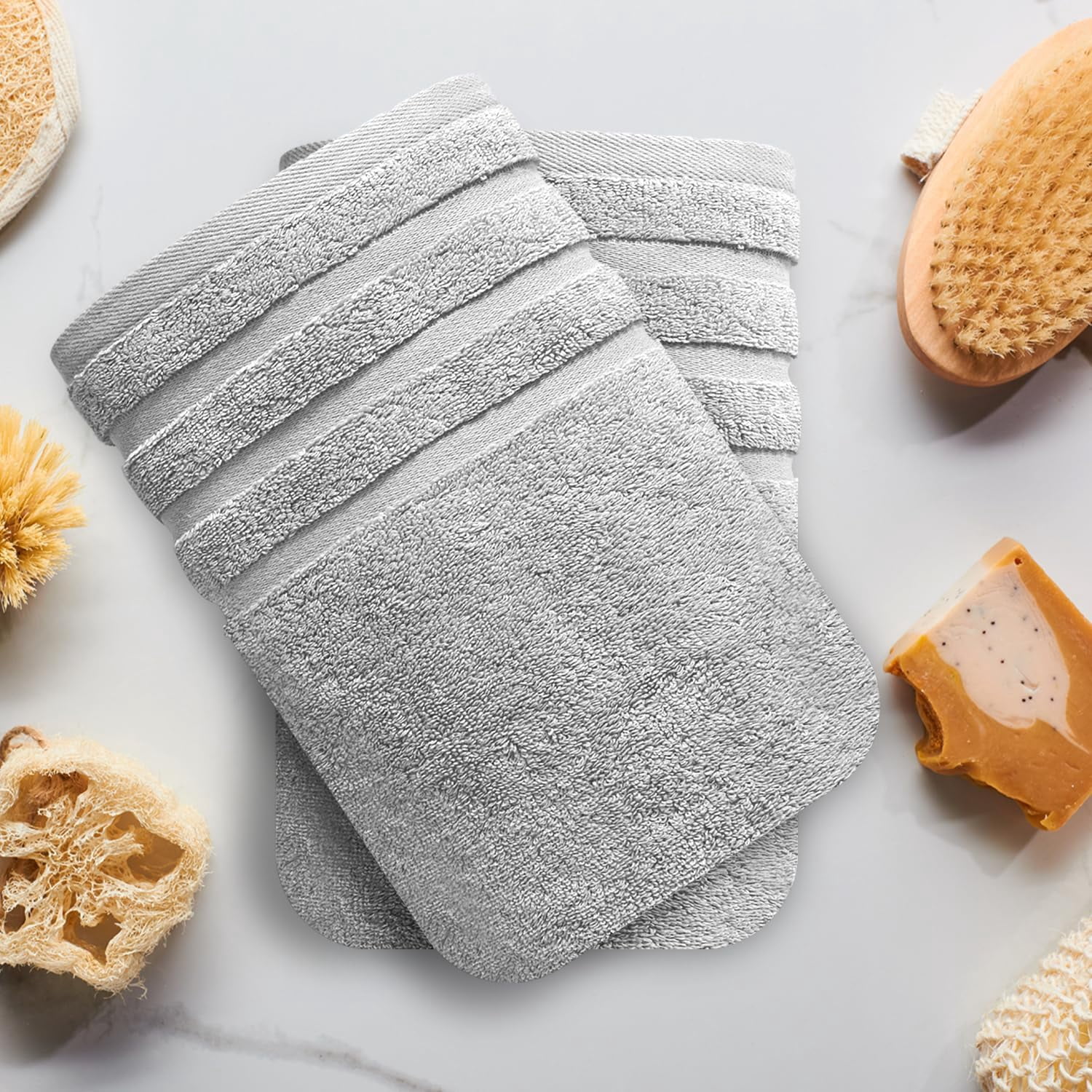Infinitee Xclusives Premium Charming Grey Bath Towels - Pack of 2 - 27 x 54 inches.