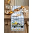 thumbnail image 3 of WELCOME TO SUMMER LIFE Table Runner, Retro Truck Nautical Shell Starfish Blue Plaid Cotton Linen Kitchen Table Decoration Washable Dining Tabletop Runners for Home Party Decor 13x72 Inches, 3 of 9
