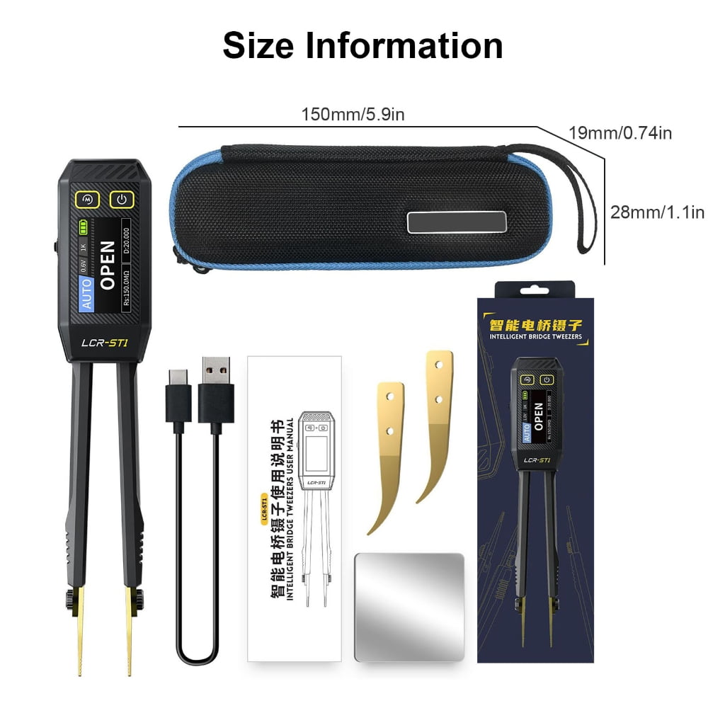 JZROCKER Tweezer Tester Automatic Component Recognition Meter Tester Tool